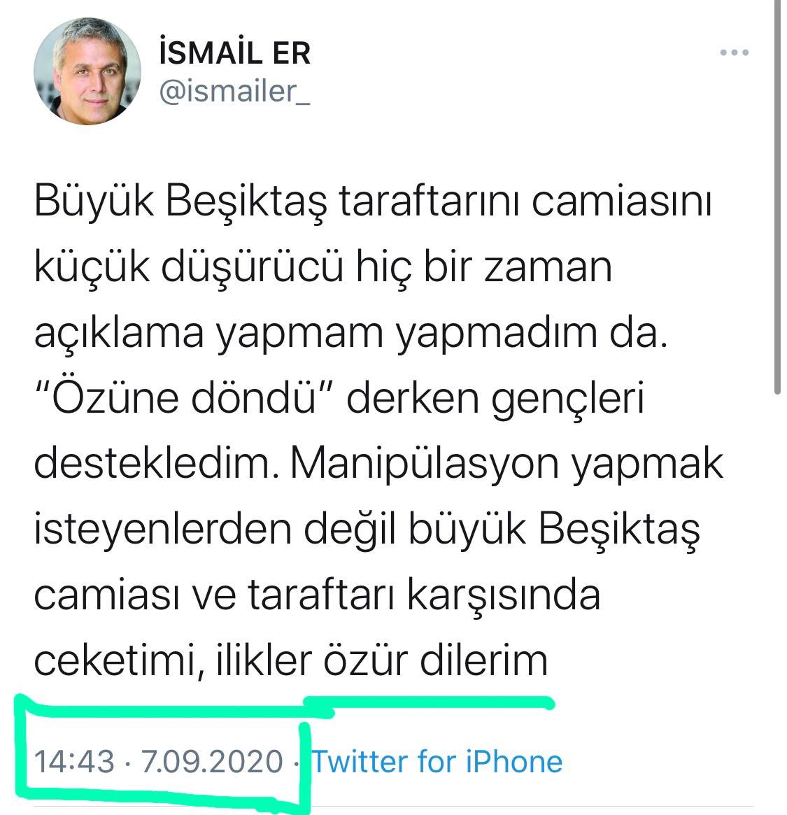 İsmail Er özür diledi İsmail Er özür diledi