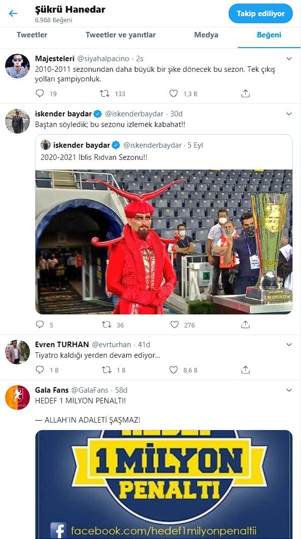 Sukru Hanedar Twitter - Şükrü Hanedar, Fenerbahçe karşıtı paylaşımları beğendi