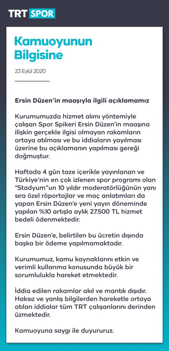 TRT Spor, Ersin Düzen’in maaşını açıkladı! TRT Spor, Ersin Düzen'in maaşını açıkladı!